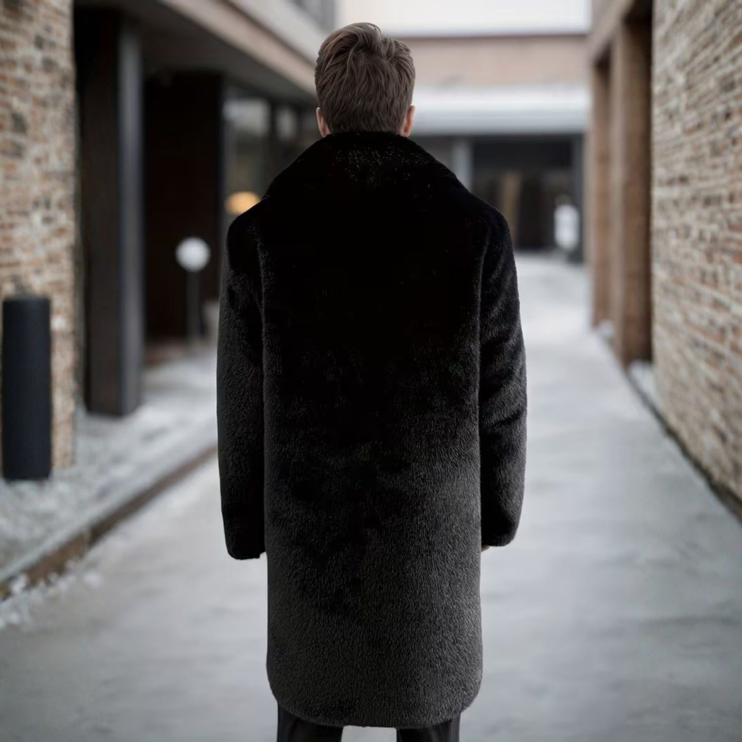 Plush Lapel Fur Coat | Revangiol
