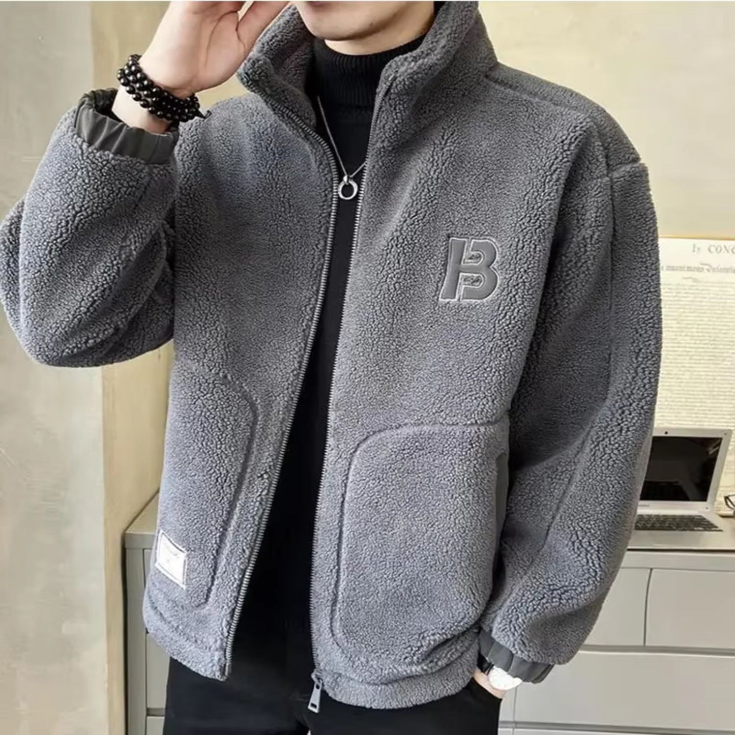 High-Collar Sherpa Fleece Jacket | Revangiol