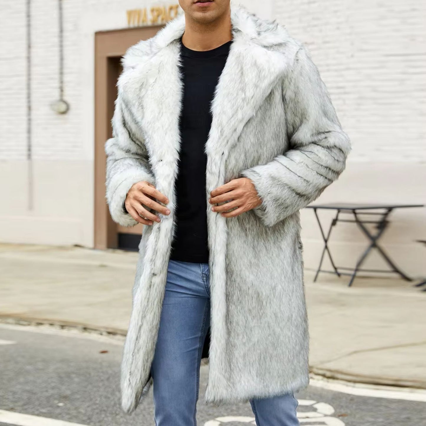 Wide Collar Shaggy Fur Coat | Revangiol