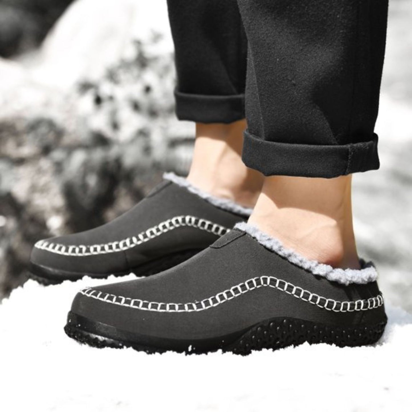 Sherpa Trim Slip-On Slippers | Revangiol