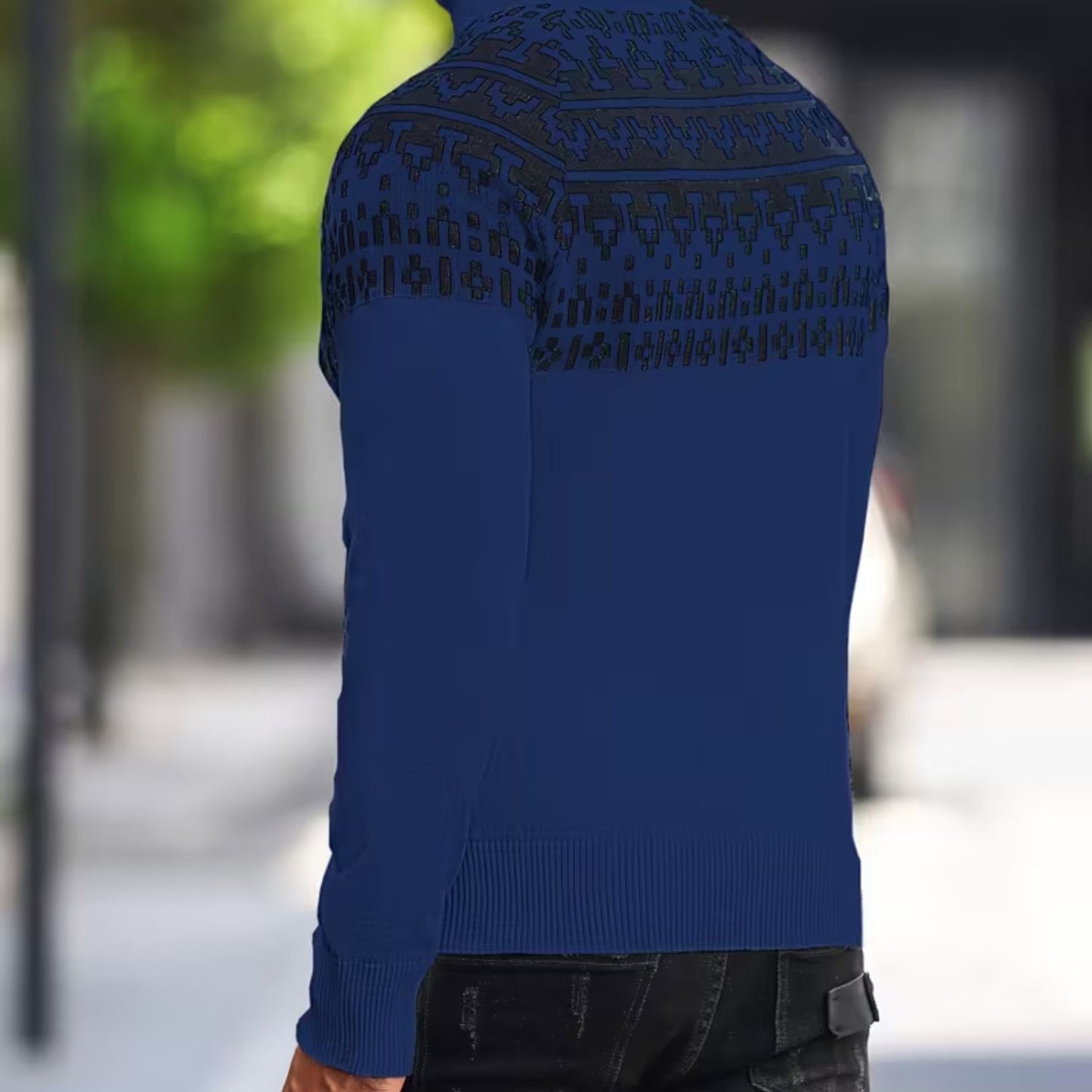 Jacquard Geometric Knit Turtleneck | Revangiol