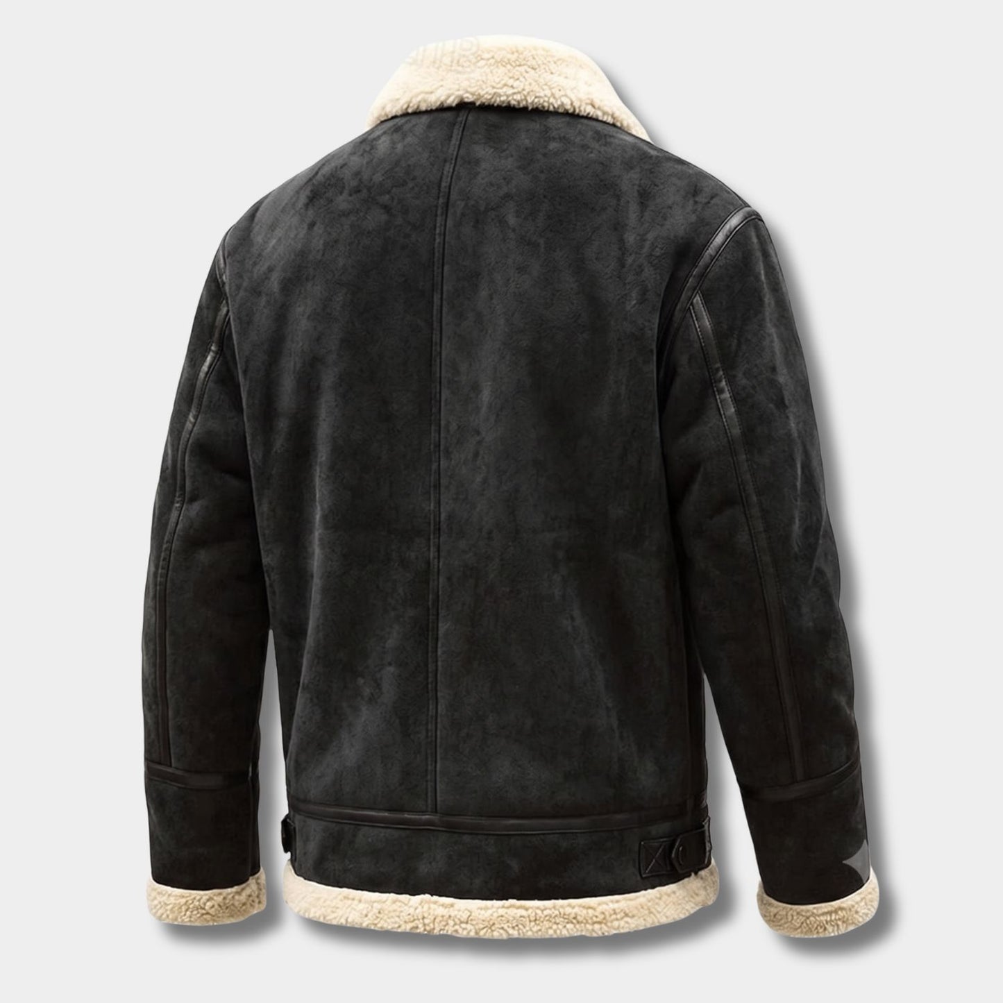 Plush Sherpa-Lined Suede Aviator Jacket | Revangiol