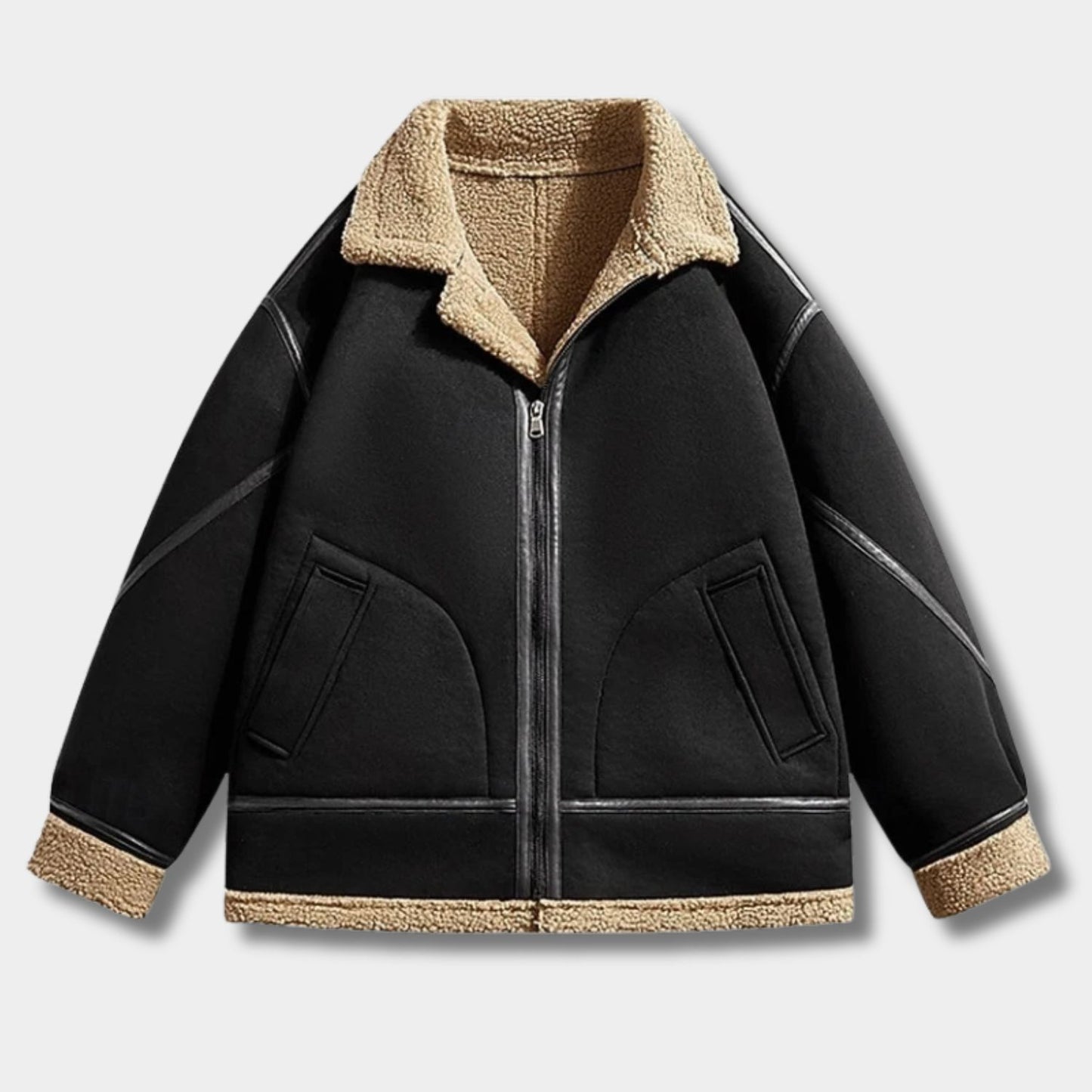 Rugged Sherpa-Lined Aviator Jacket | Revangiol