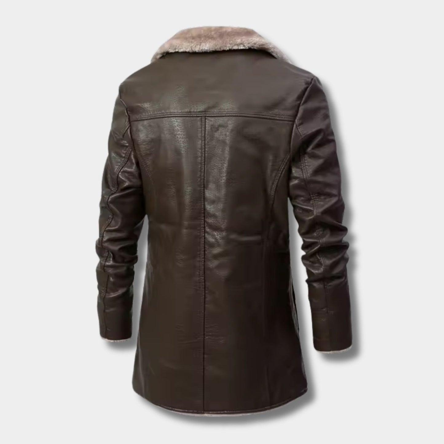 Shearling Lapel Leather Coat | Revangiol