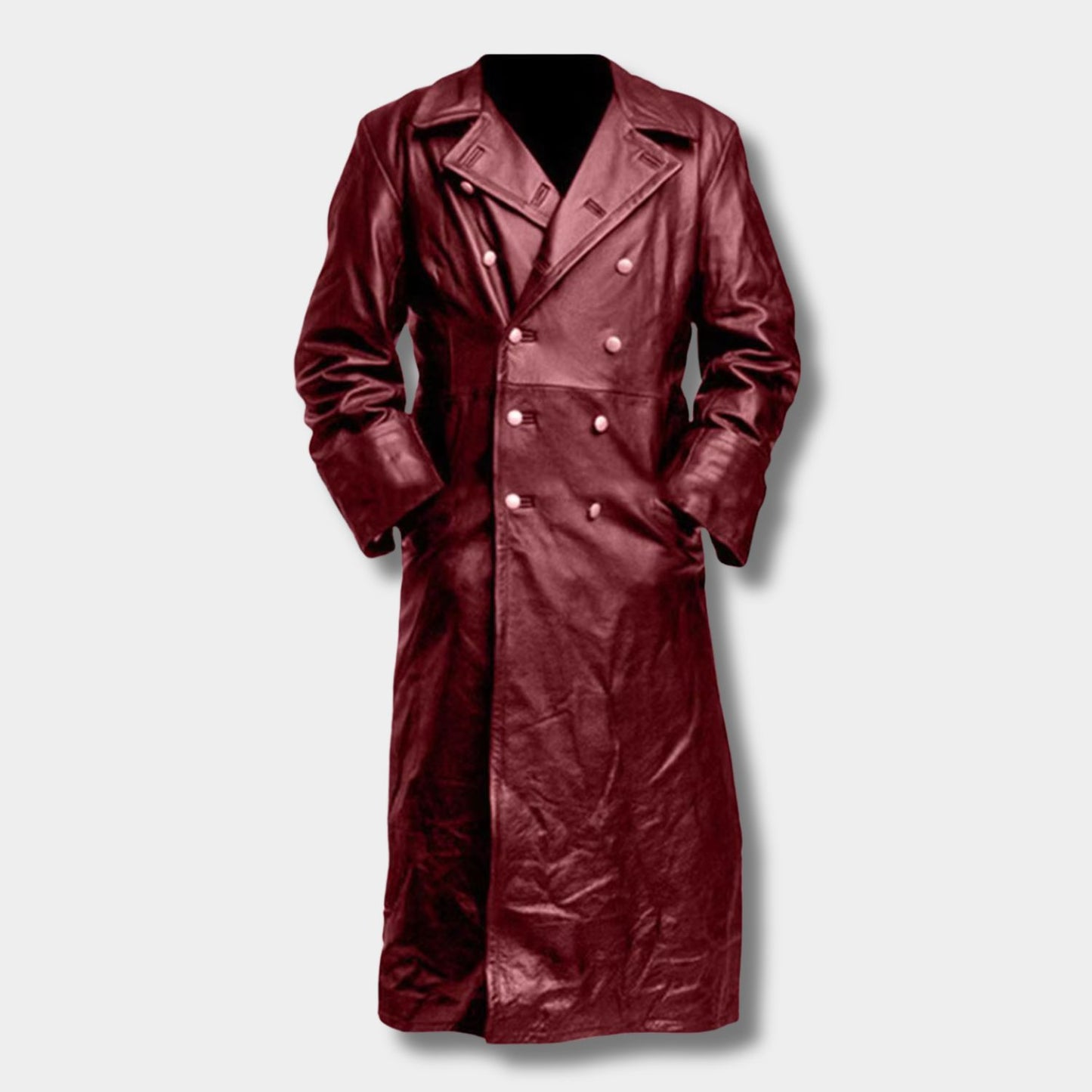 Double-Breasted Lapel Leather Coat | Revangiol