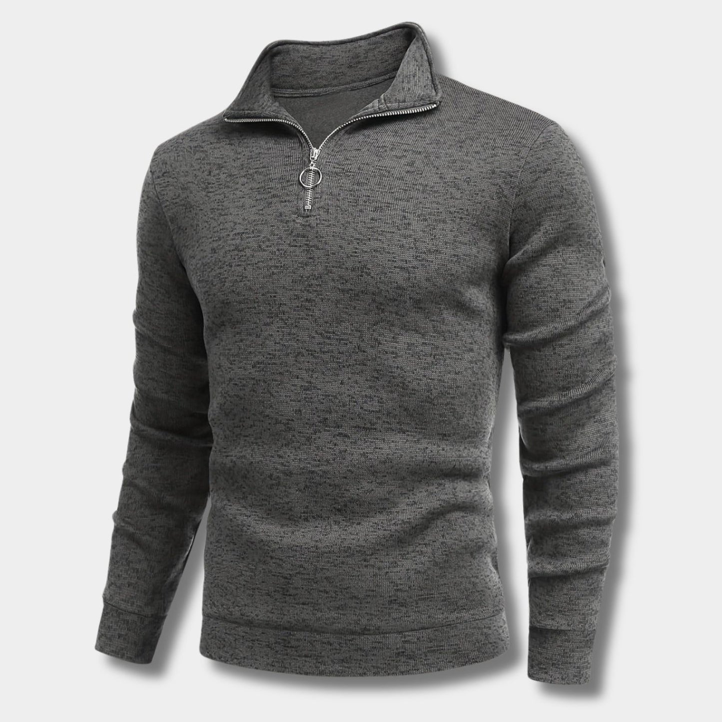 Casual Heathered Knit Quarter-Zip | Revangiol