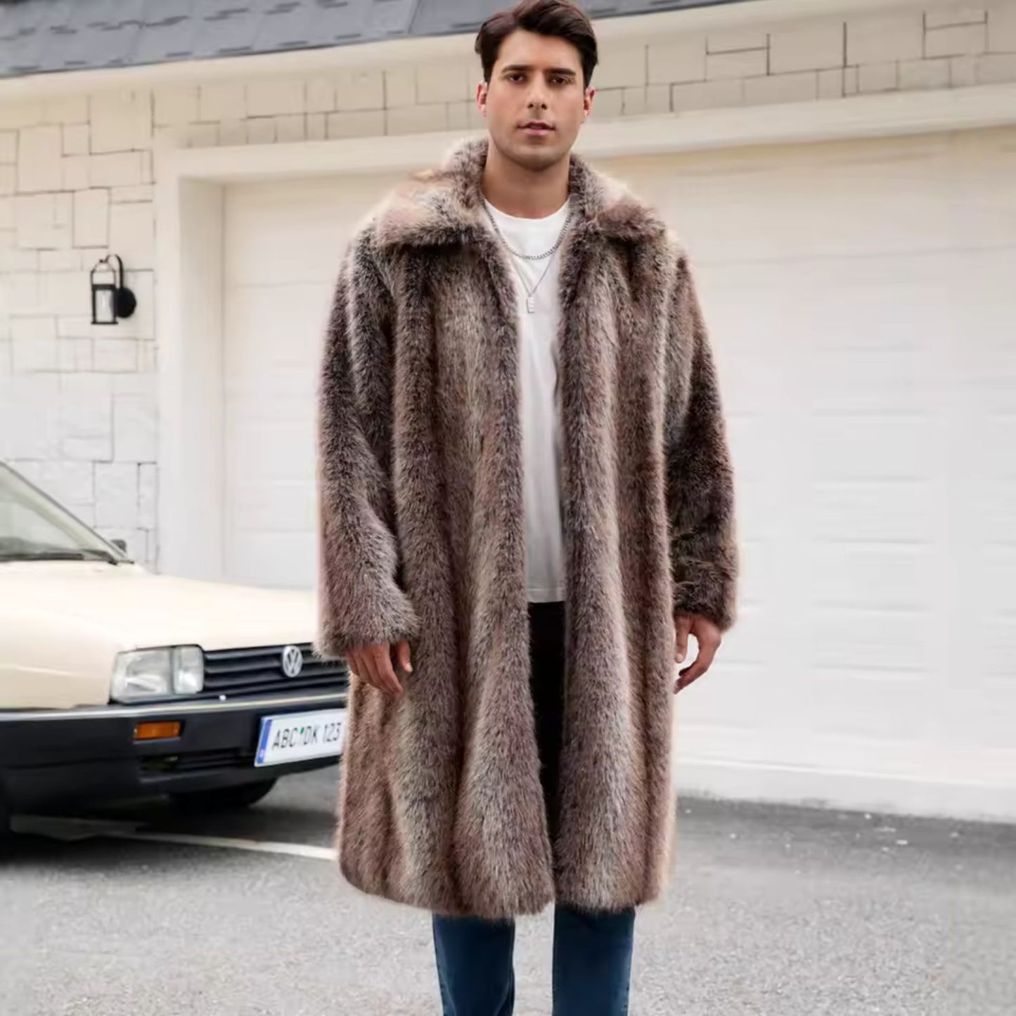 Voluminous Collar Plush Fur Coat | Revangiol