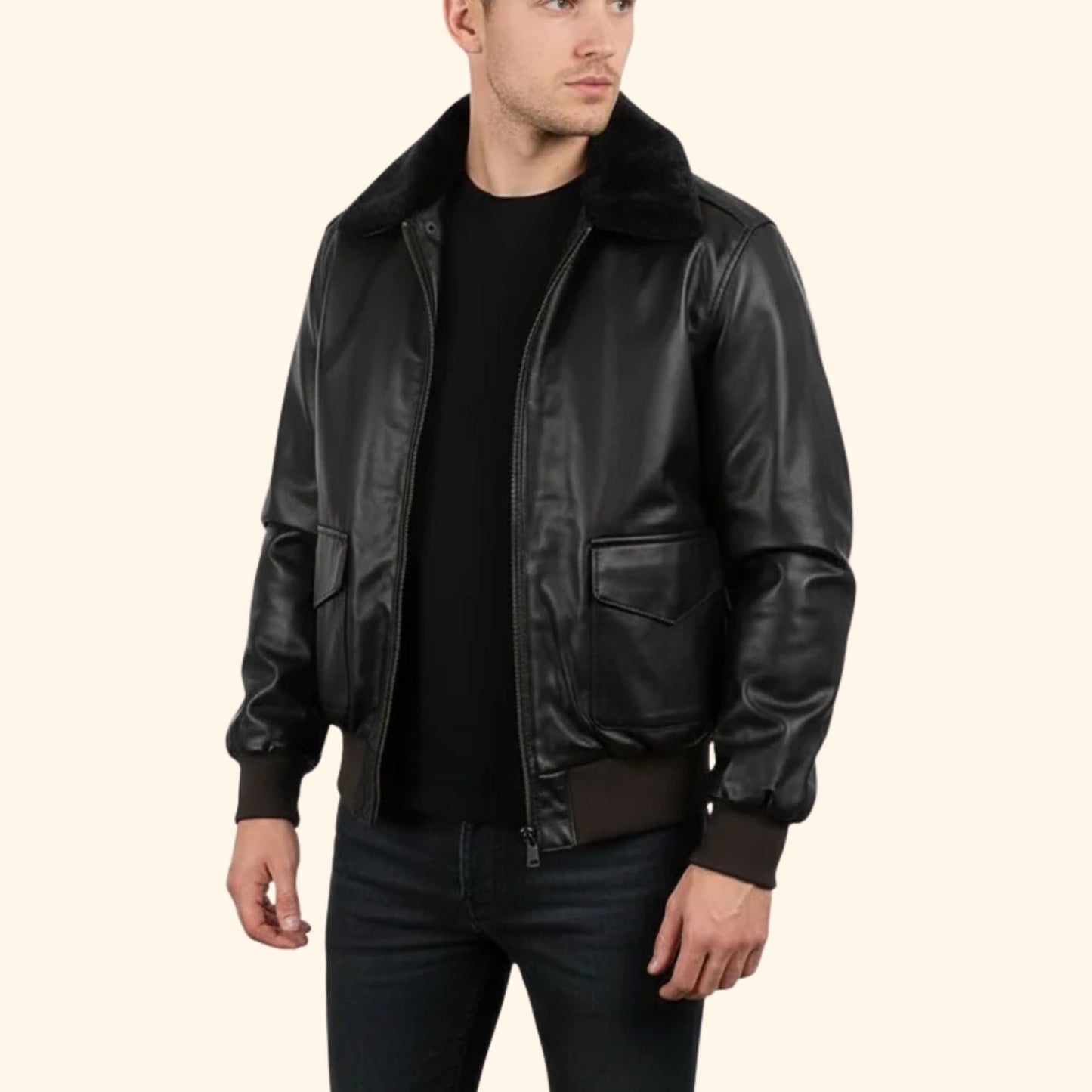 Leather Aviator Jacket | Revangiol