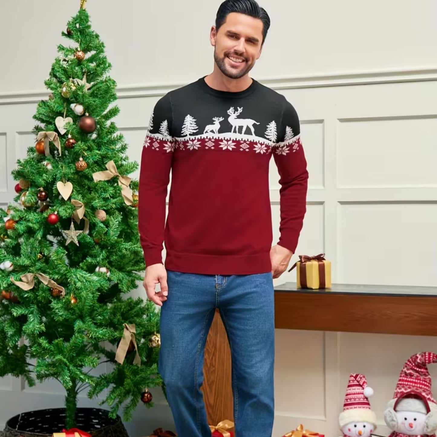 Reindeer Fair Isle Christmas Sweater | Revangiol
