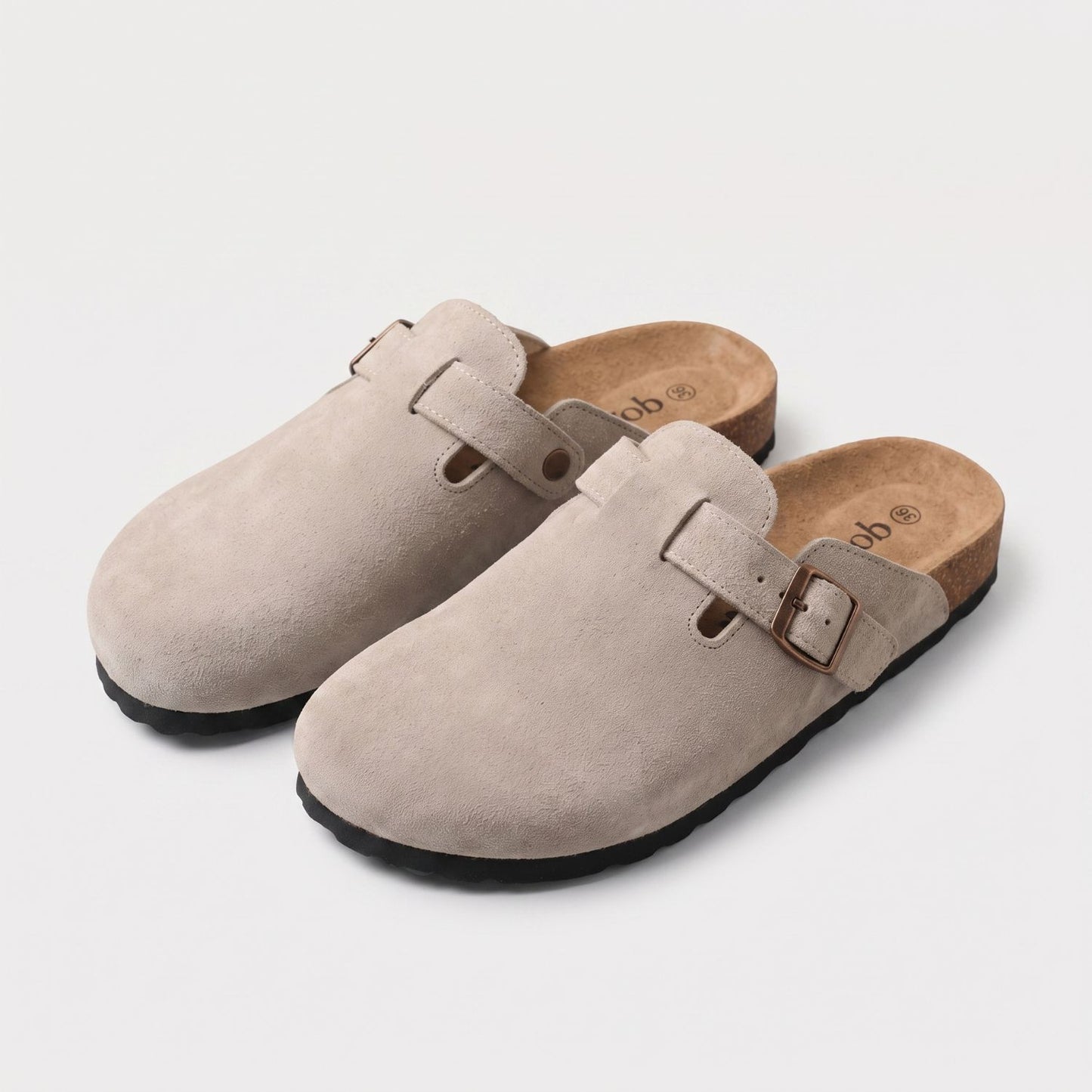Genuine Suede Buckle Clogs | Revangiol