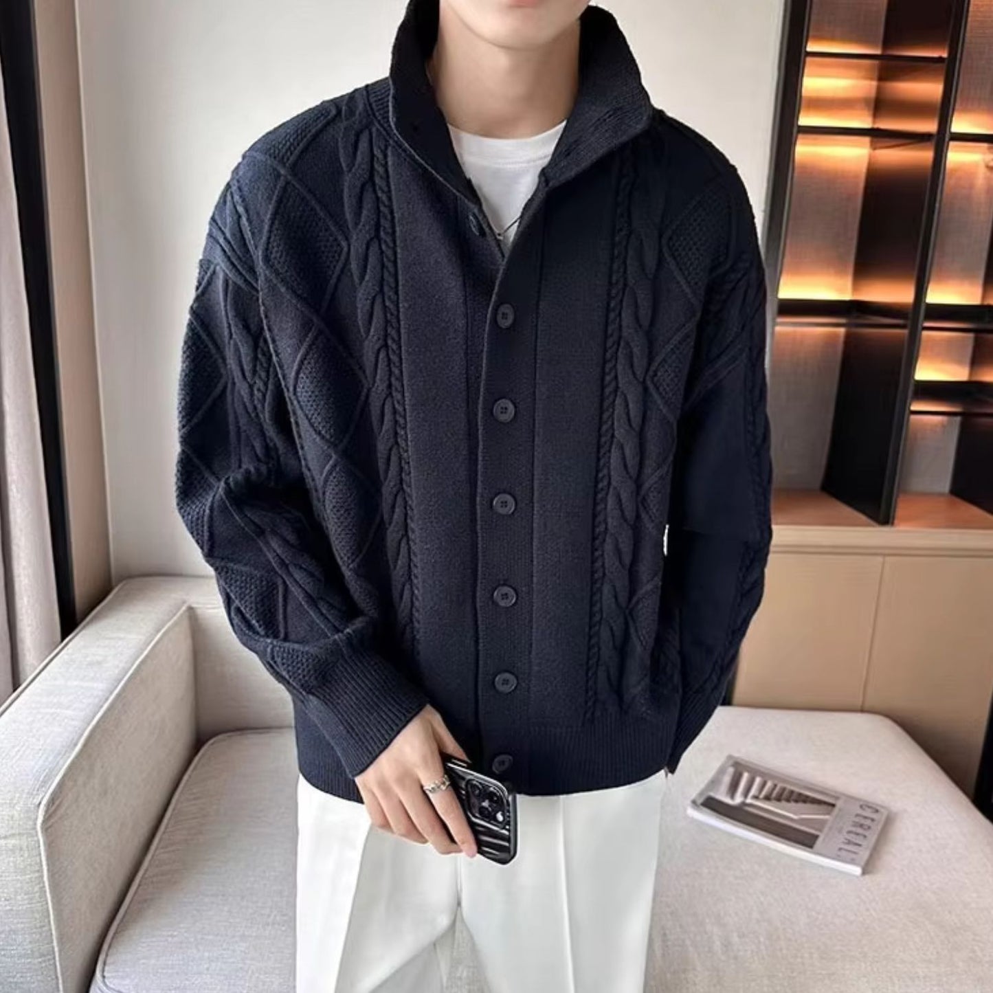Chunky Collar Knit Sweater | Revangiol