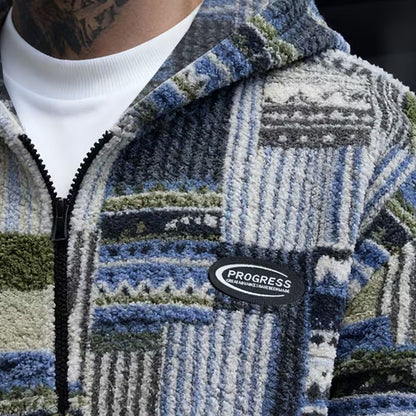 Patchwork Sherpa Half Zip Hoodie | Revangiol