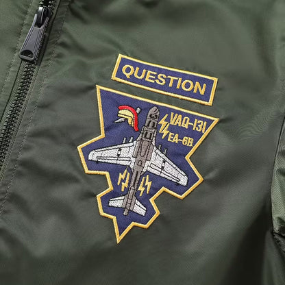 Embroidered Flight Aviator Jacket | Revangiol