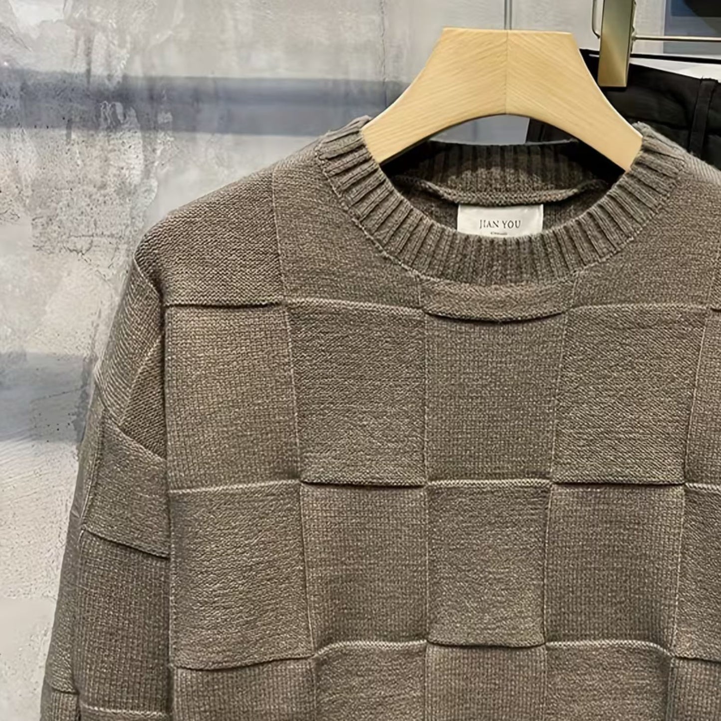 Textured Knit Crew Neck Sweater | Revangiol