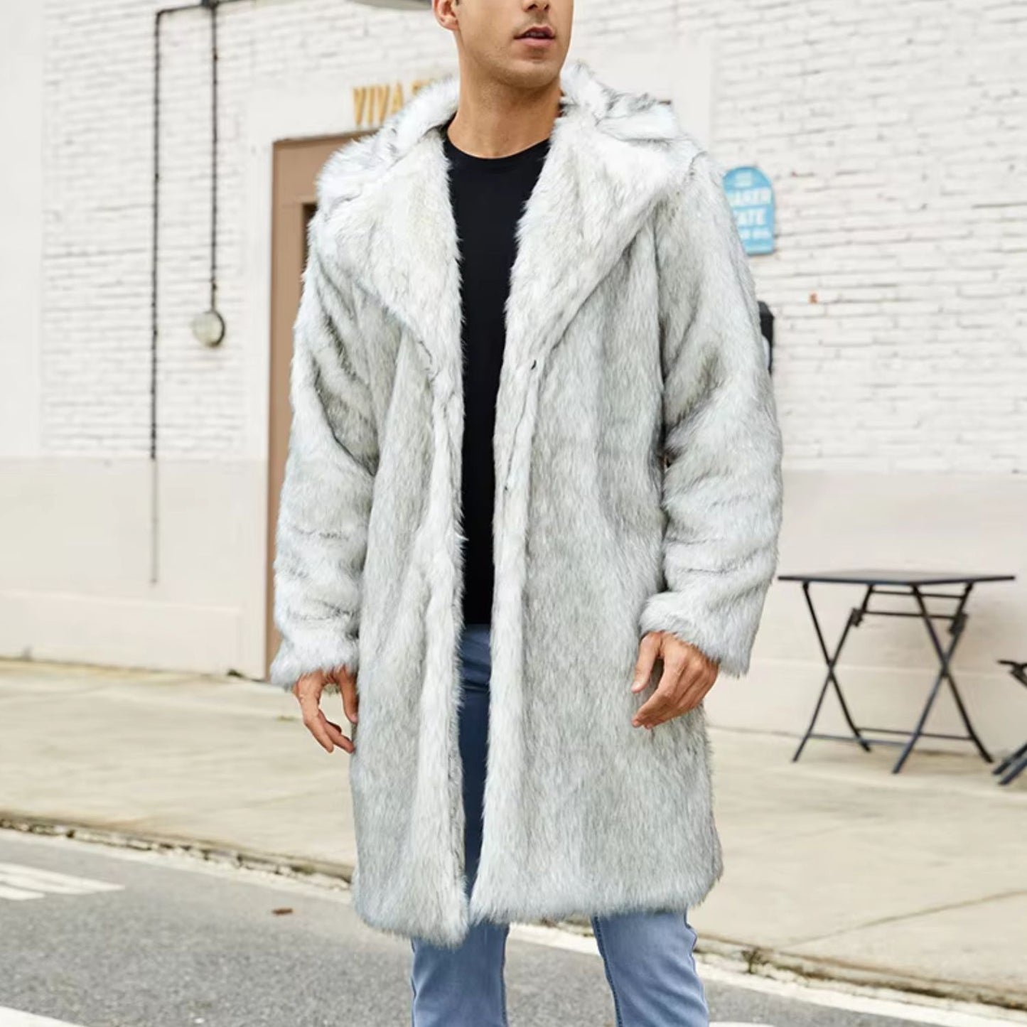 Wide Collar Shaggy Fur Coat | Revangiol