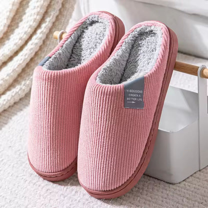 Ribbed Plush House Slippers | Revangiol