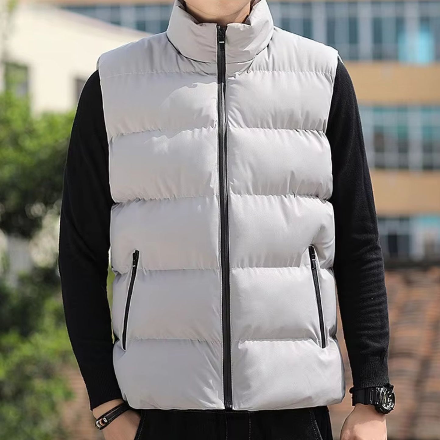 Quilted Zip-Up Puffer Vest | Revangiol