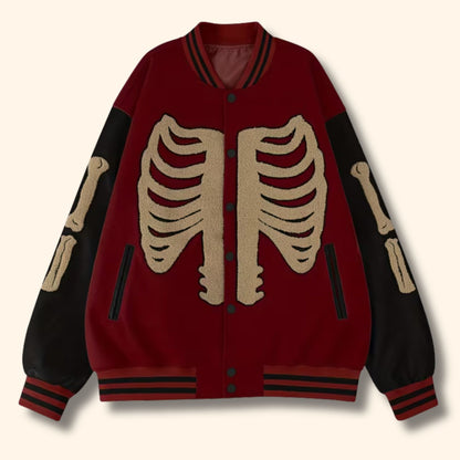 Skeleton Varsity Bomber Jacket | Revangiol