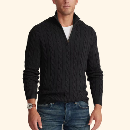 Cable Knit Quarter-Zip Sweater | Revangiol