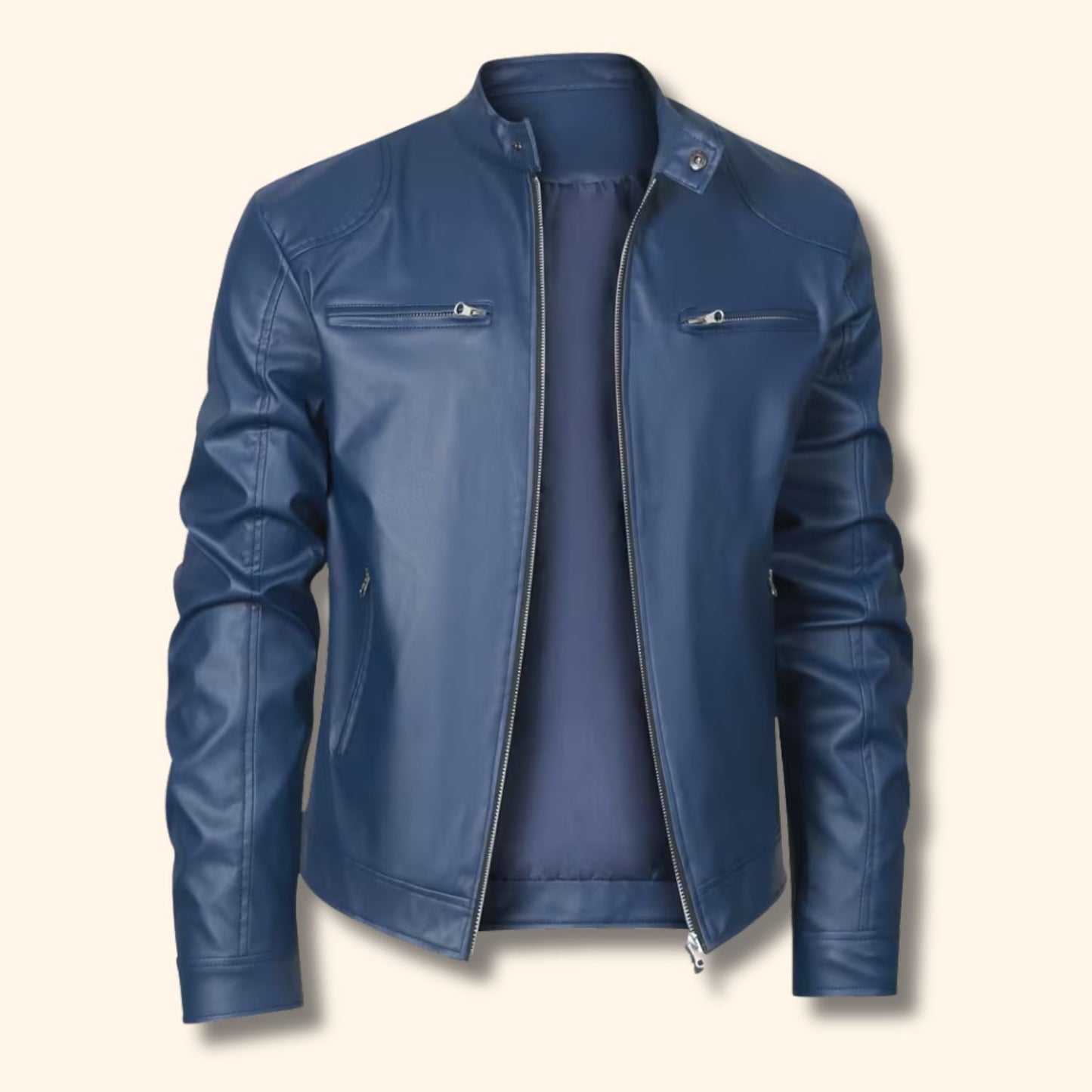 Heritage Stand Collar Leather Jacket | Revangiol
