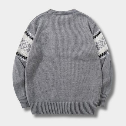 Jacquard Crew Neck Christmas Sweater | Revangiol