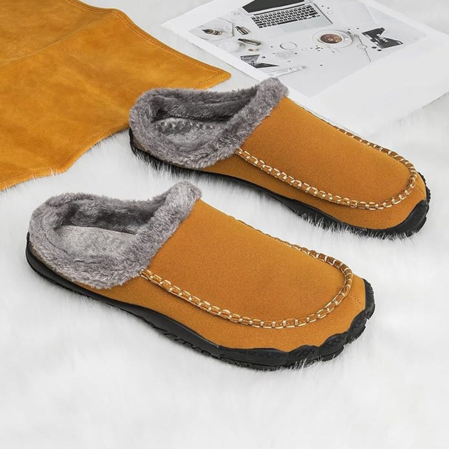 Fleece Lined Moccasin Slippers | Revangiol