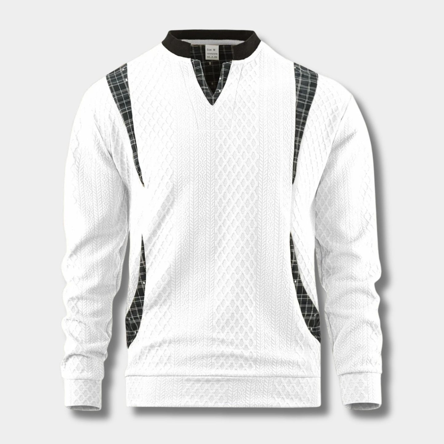 Checkered Panel Knit Sweater | Revangiol