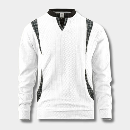 Checkered Panel Knit Sweater | Revangiol