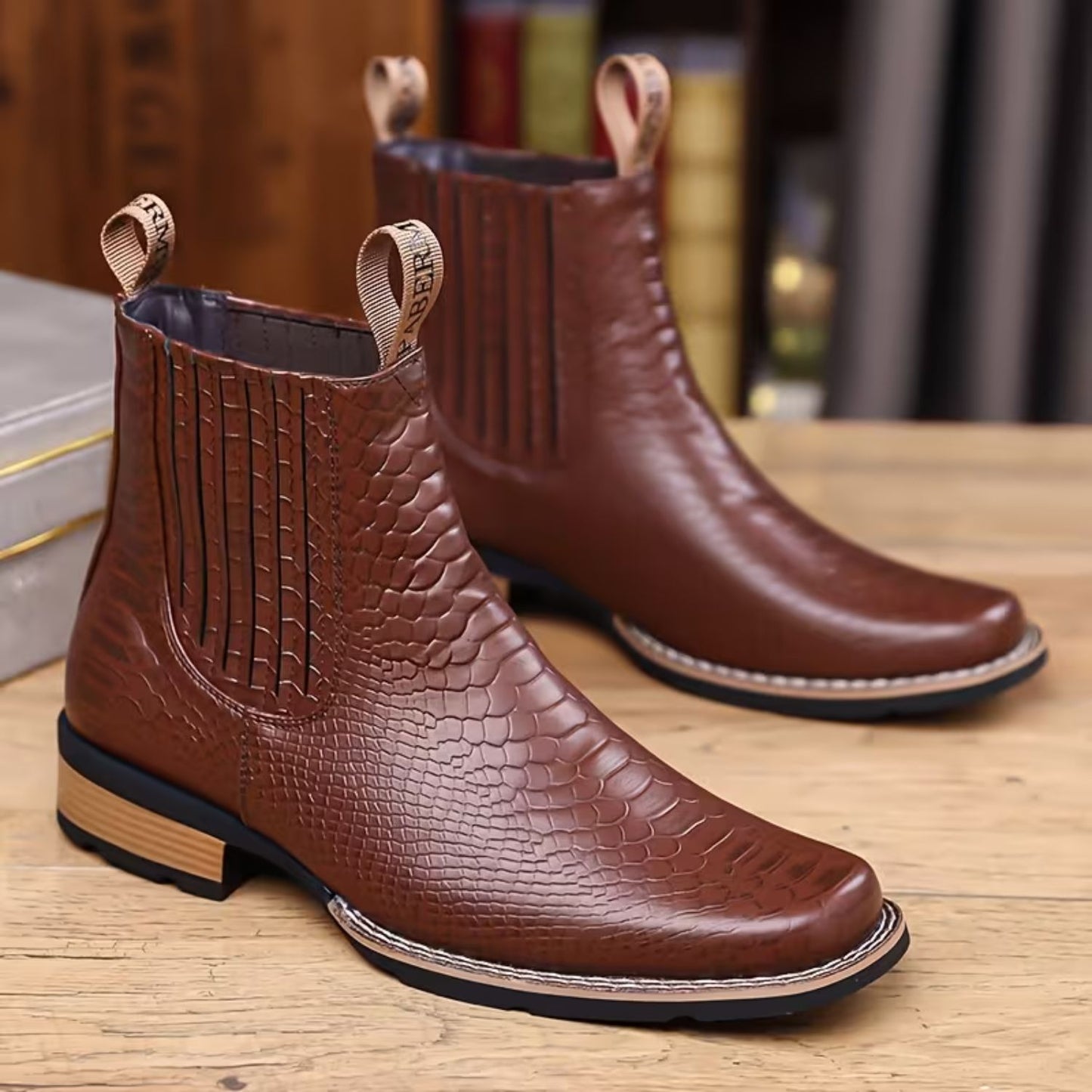 Croc Embossed Dress Boots | Revangiol