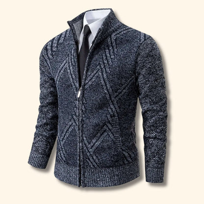 Geometric Zip Knit Cardigan | Revangiol