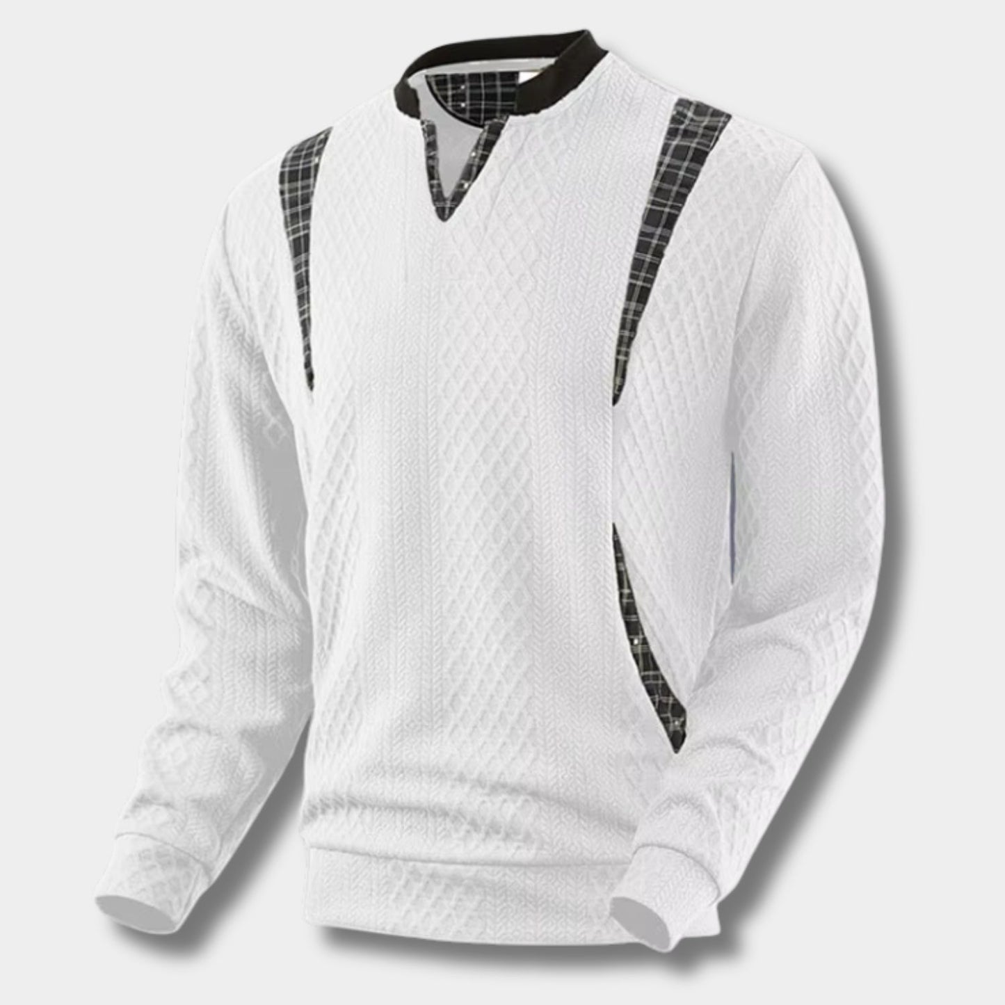 Checkered Panel Knit Sweater | Revangiol