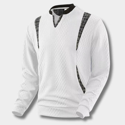 Checkered Panel Knit Sweater | Revangiol