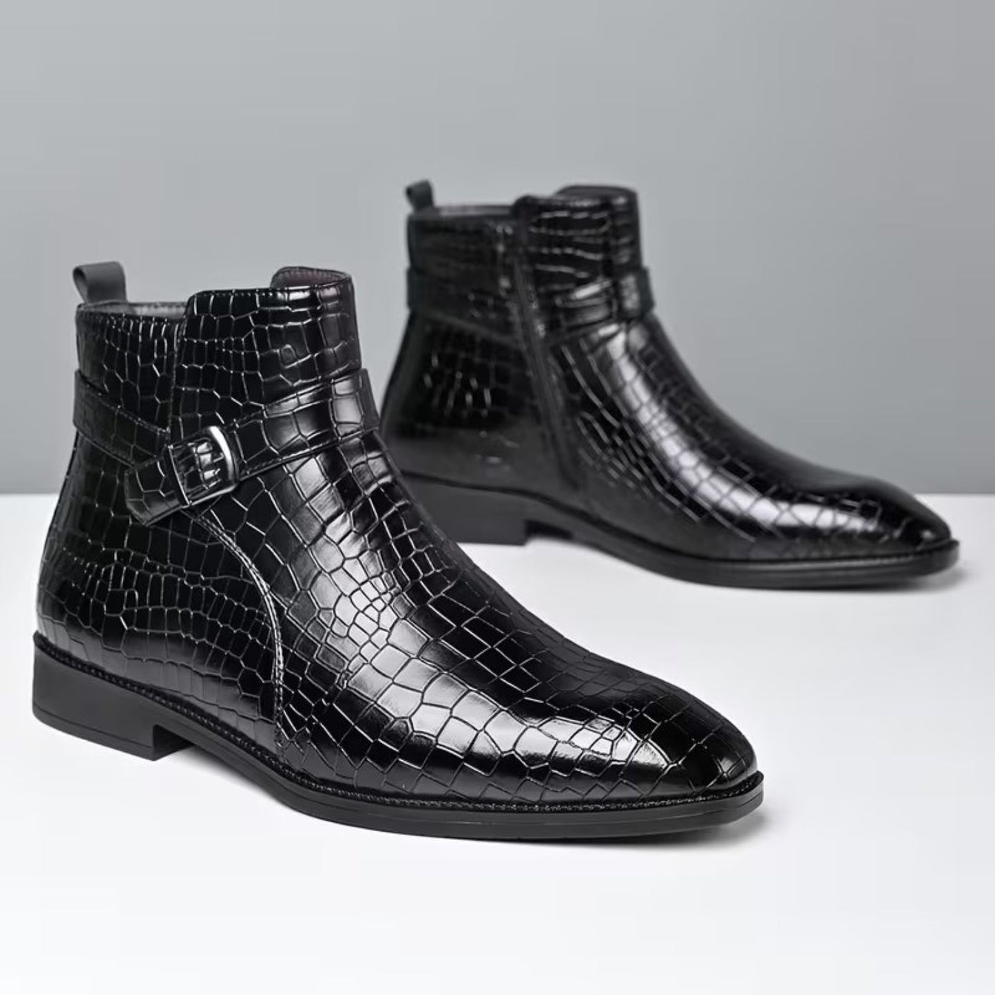 Croc Buckle Dress Boots | Revangiol