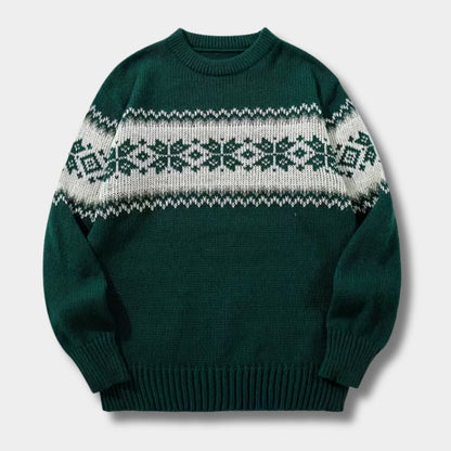 Jacquard Crew Neck Christmas Sweater | Revangiol