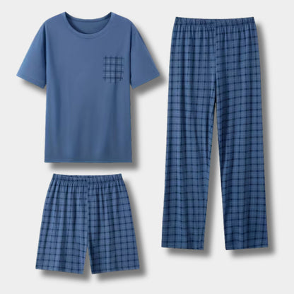 3-Piece Plaid Summer Pajama Set | Revangiol