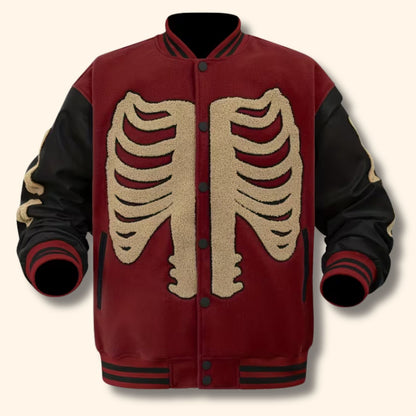 Skeleton Varsity Bomber Jacket | Revangiol