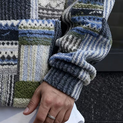 Patchwork Sherpa Half Zip Hoodie | Revangiol