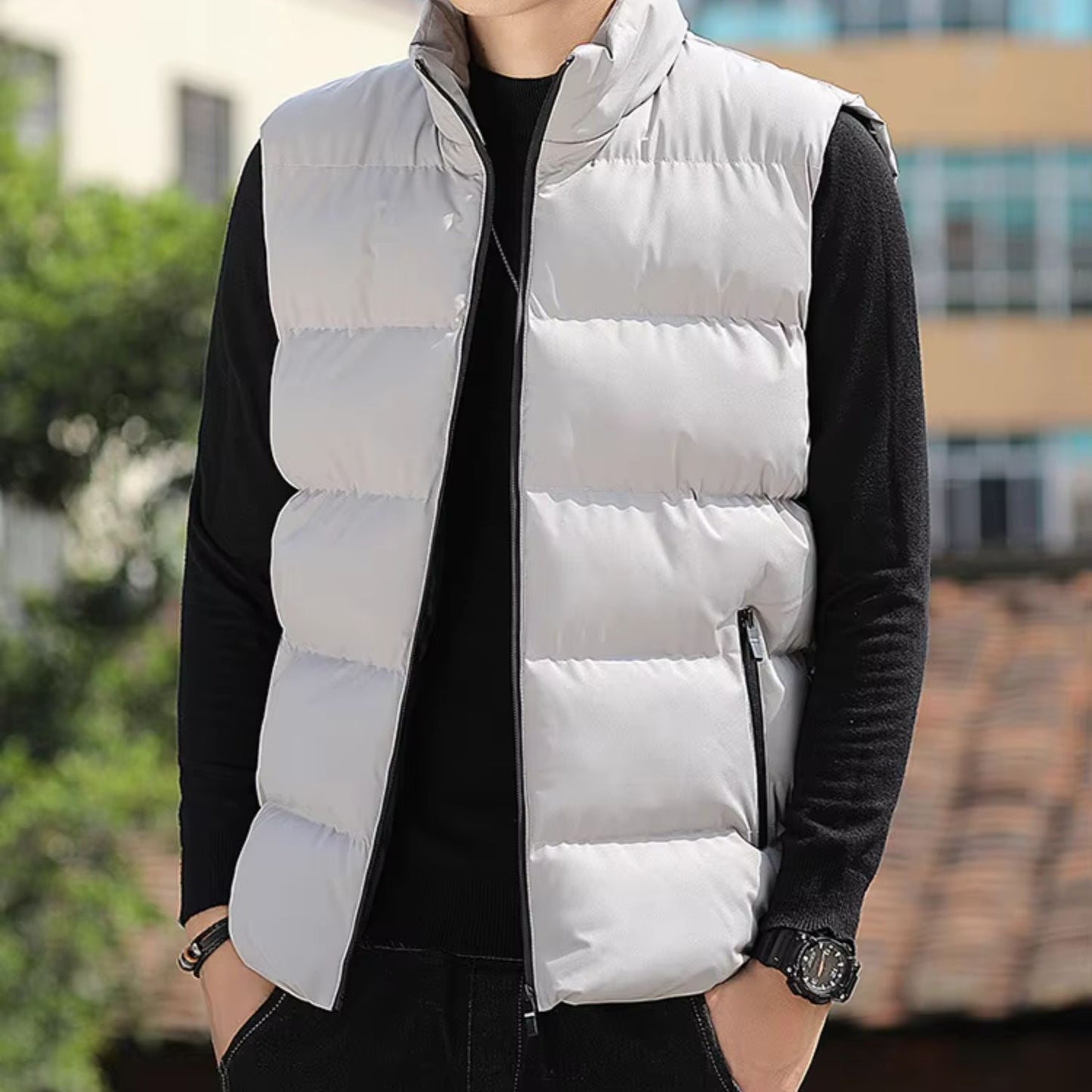 Quilted Zip-Up Puffer Vest | Revangiol