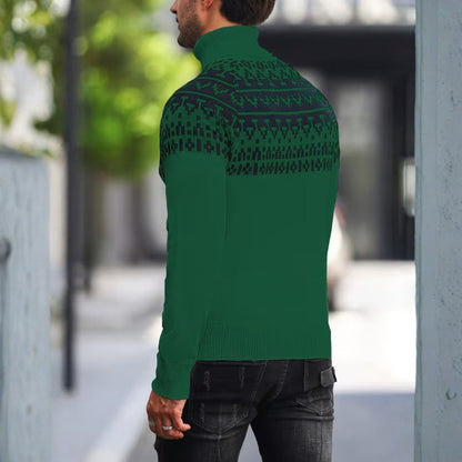 Jacquard Geometric Knit Turtleneck | Revangiol