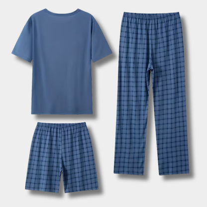 3-Piece Plaid Summer Pajama Set | Revangiol