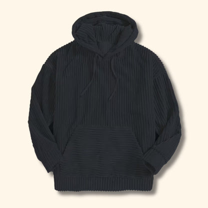 Textured Corduroy Pullover Hoodie | Revangiol