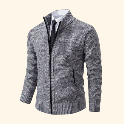 Zip-Up Mock Neck Cardigan | Revangiol
