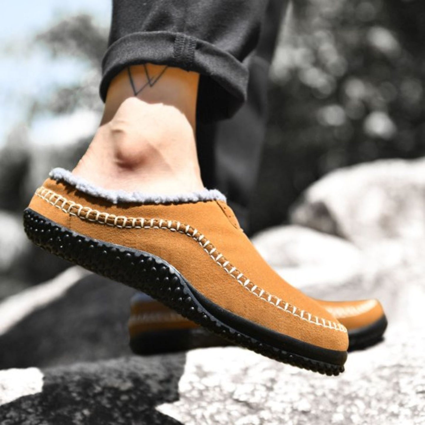 Sherpa Trim Slip-On Slippers | Revangiol