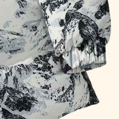Mountain Print Puffer Jacket | Revangiol