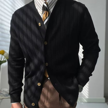 Slim Ribbed Knit Cardigan | Revangiol