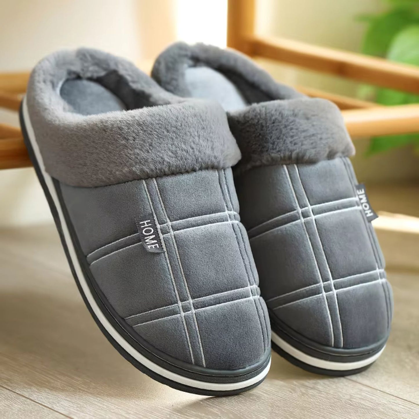 Padded Checked Fleece Slippers | Revangiol
