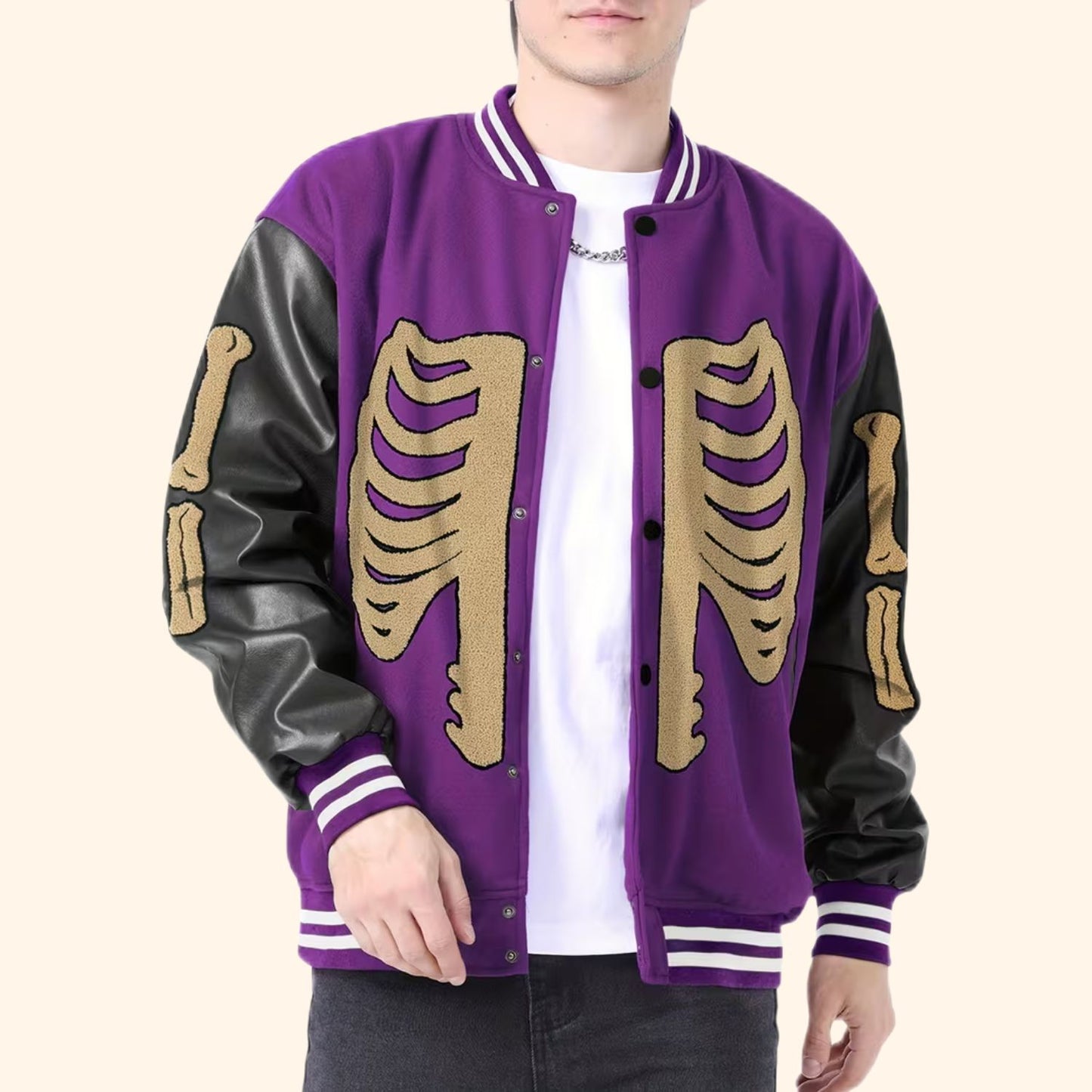 Skeleton Varsity Bomber Jacket | Revangiol