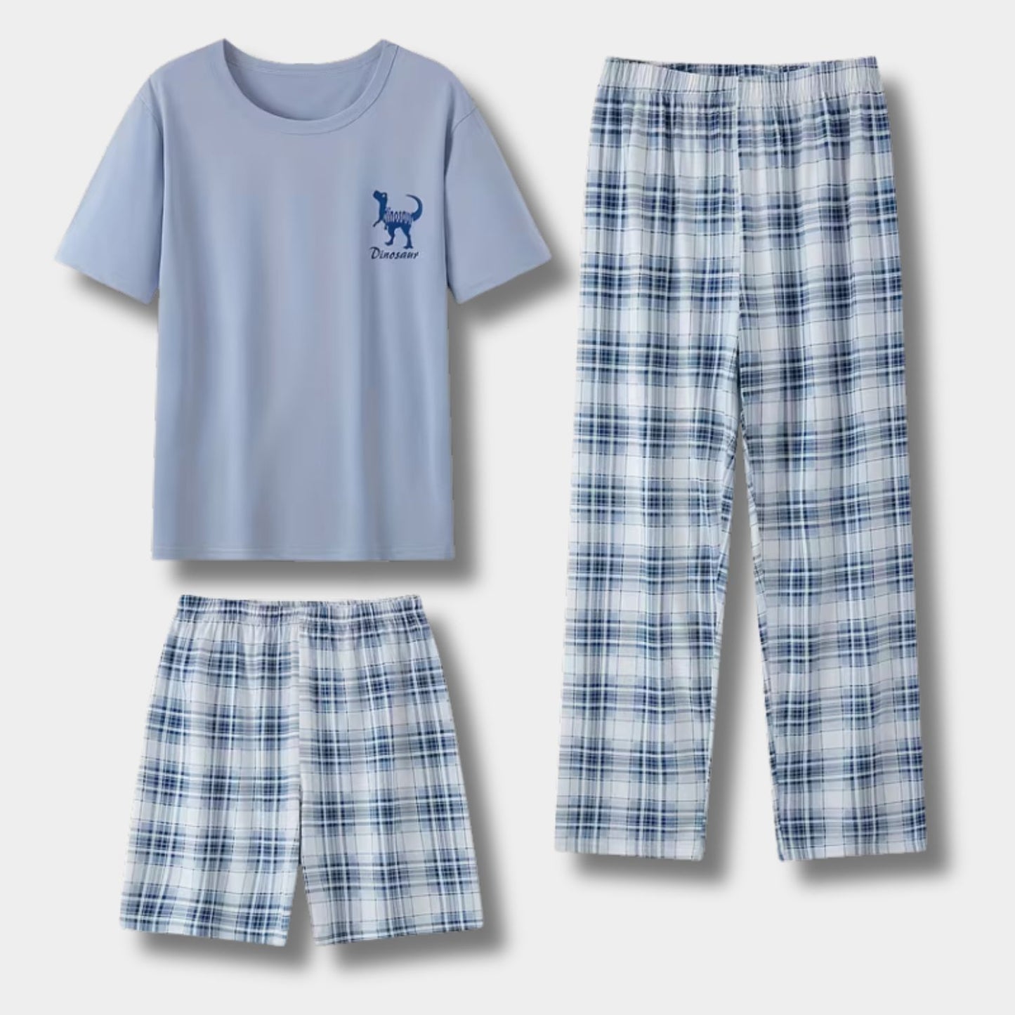3-Piece Plaid Summer Pajama Set | Revangiol