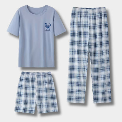3-Piece Plaid Summer Pajama Set | Revangiol