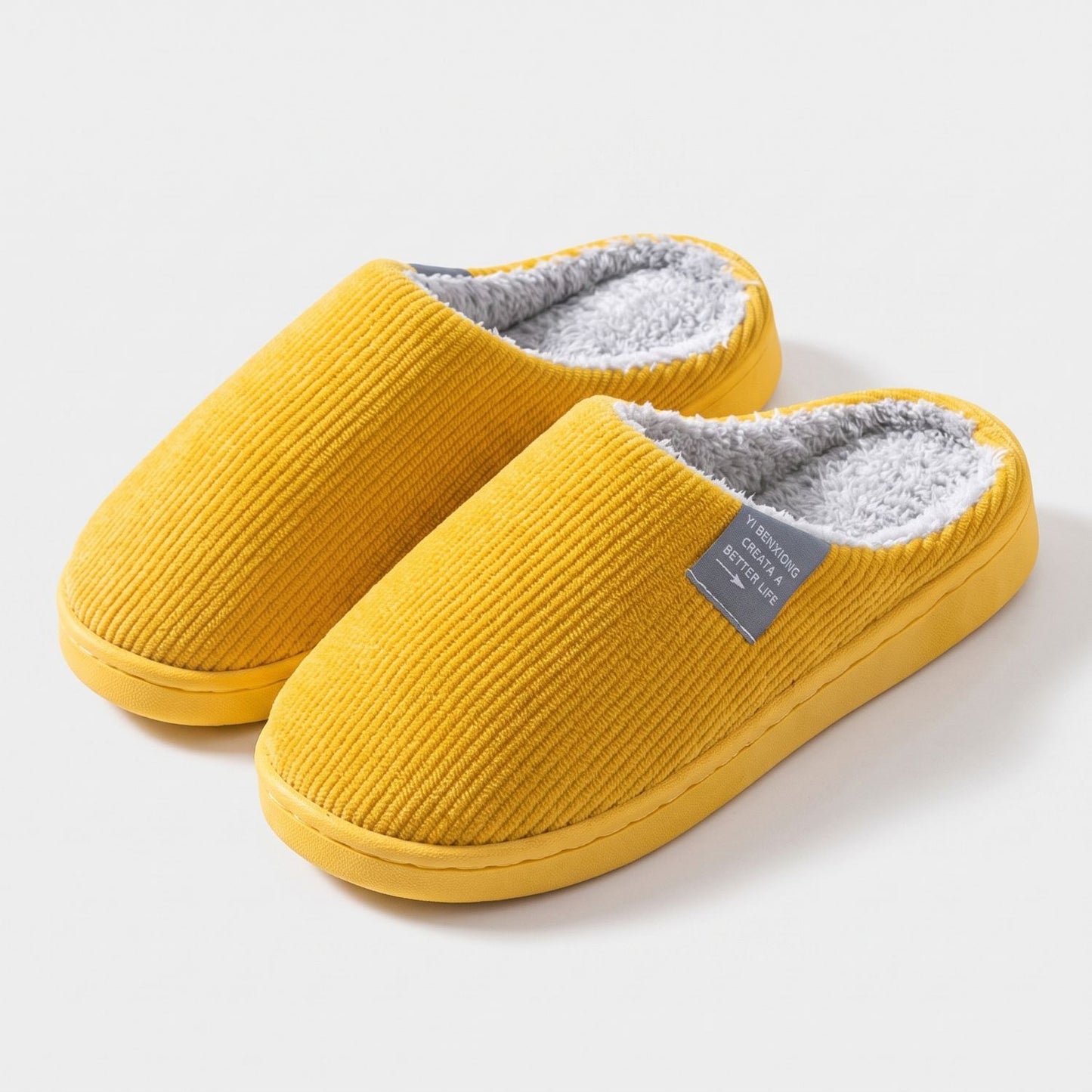 Ribbed Plush House Slippers | Revangiol